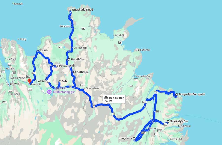 carte-nord-est-islande-itinéraire
