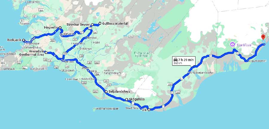 carte-sud-islande-itinéraire